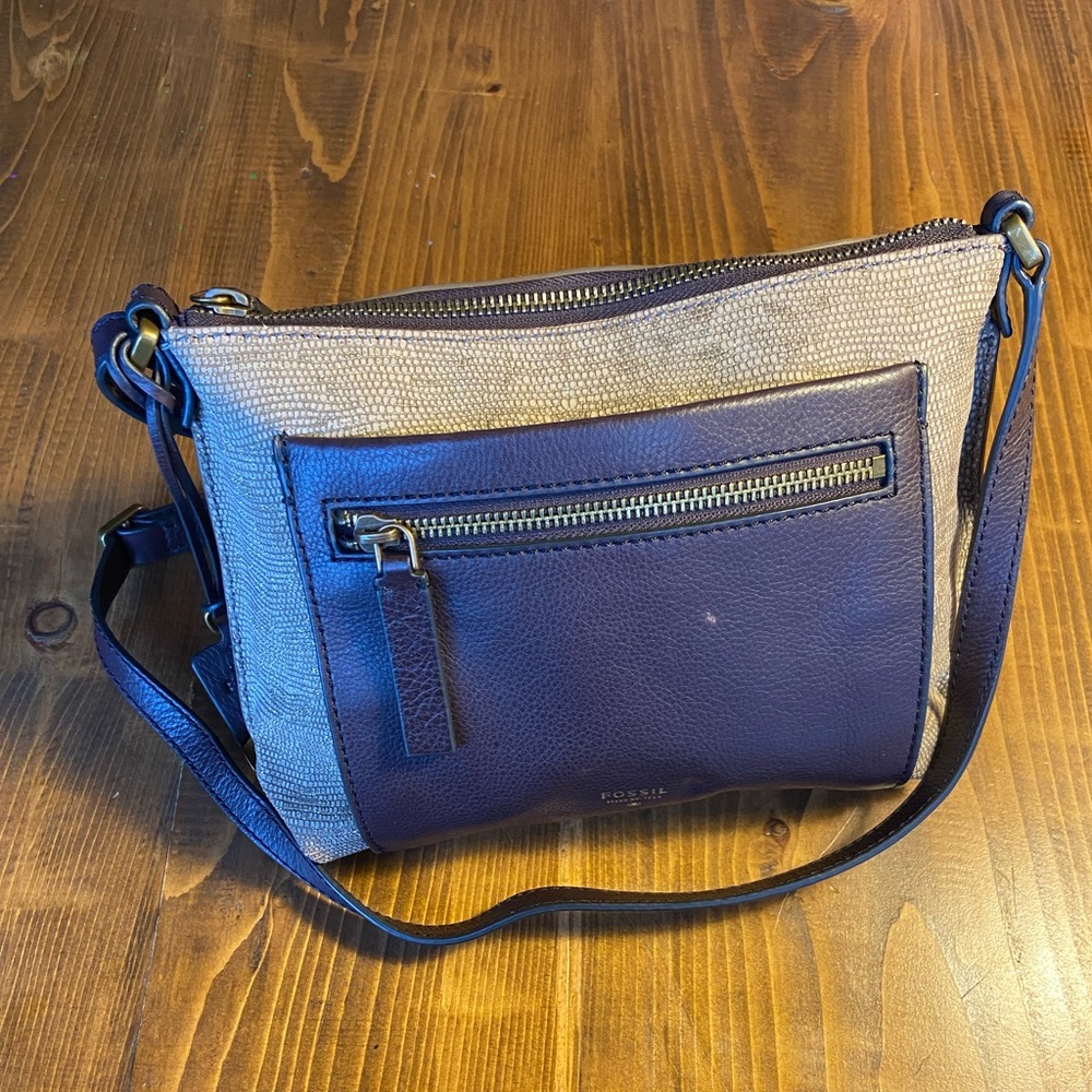 Vintage Fossil Bag - Brown and Tan with Golden Sparkles